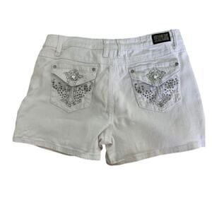 Earl Jeans White Embellished Denim Shorts